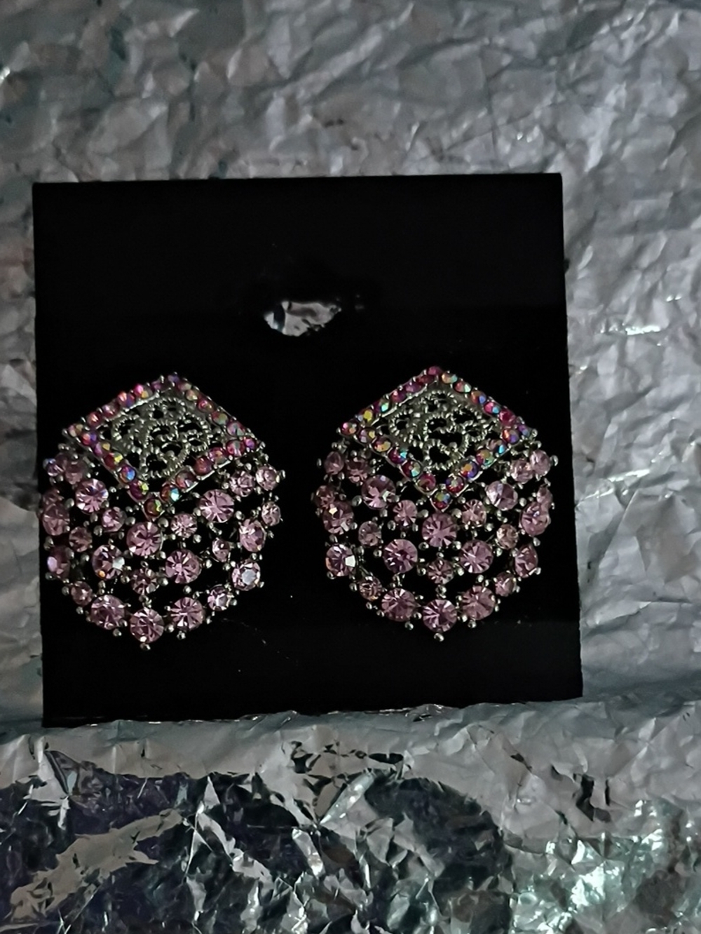 Vintage-Inspired Pink Crystal Drop Earrings